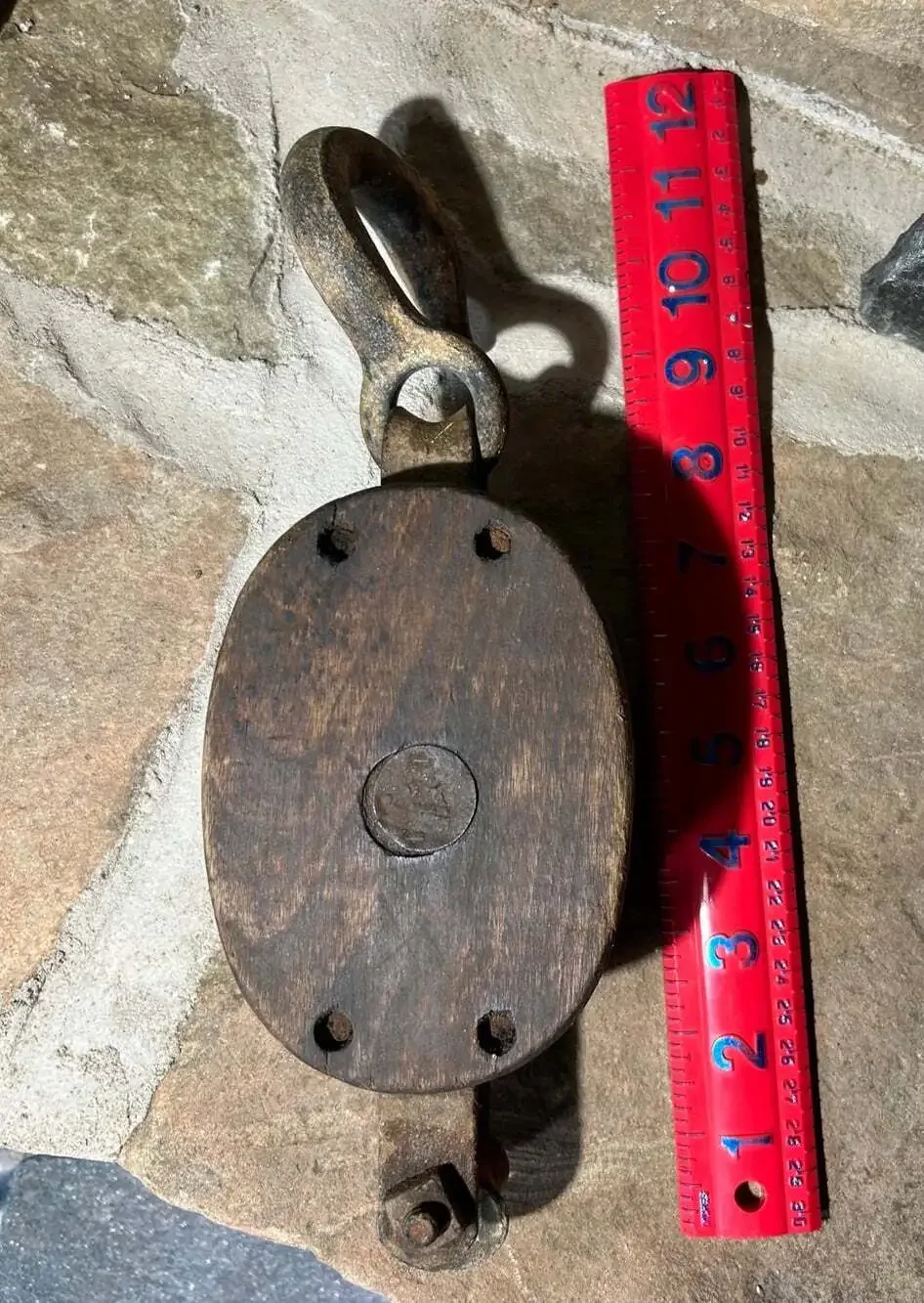 Antique Barn Farmhouse Wooden Metal Pulley Decor Steampunk READ